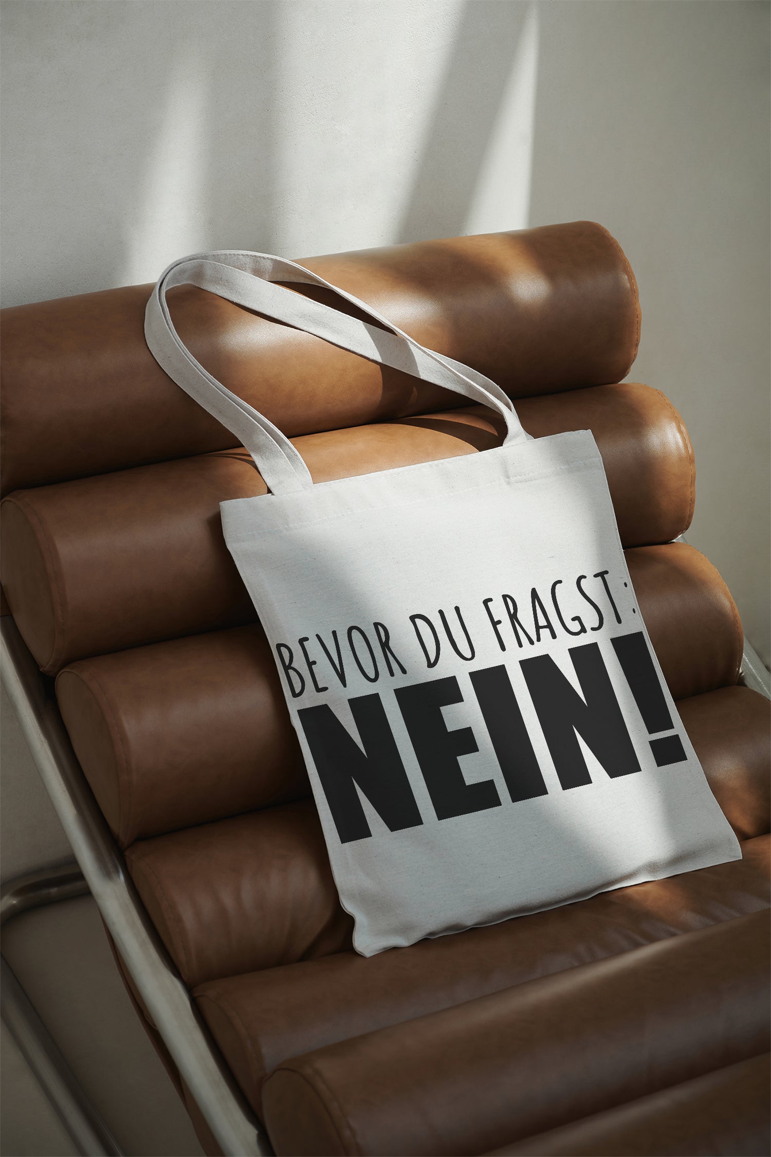 Bevor du fragst: Nein! Baumwollbeutel beige Stofftasche Spruch Tasche lustig frech Jutebeutel Einkaufstasche Geschenk nachhaltig