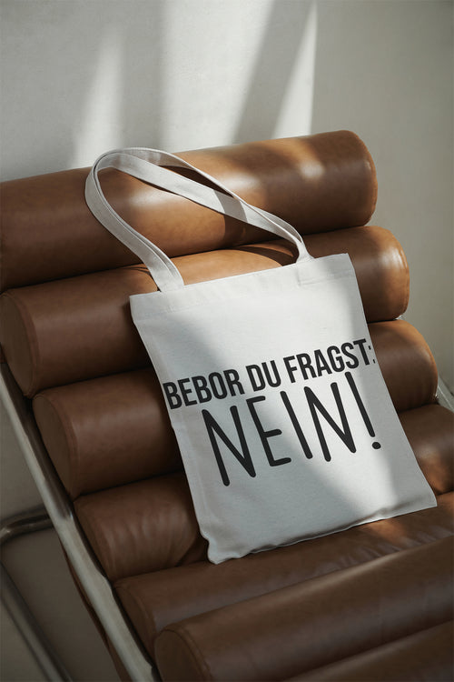 Before you ask: NO! Cotton bag beige shopper fabric bag statement bag funny sustainable gift girlfriend everyday shoulder bag