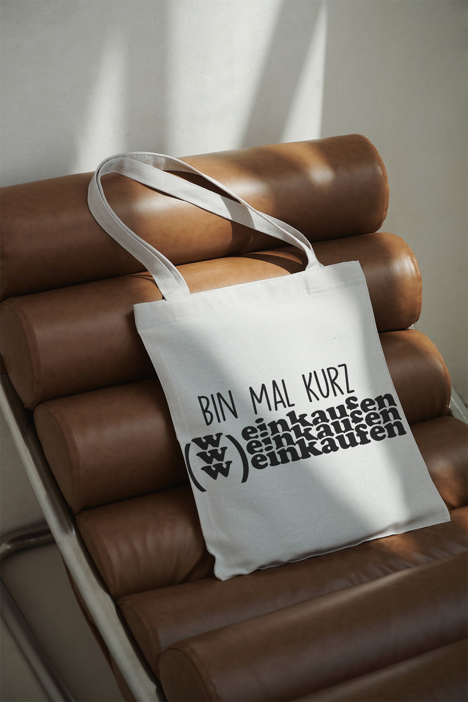 BIN MAL KURZ (W)einkaufen Cotton Bag Fabric Bag Beige Shopping Bag Funny Quote Wine Gift Idea Tote Bag Sustainable