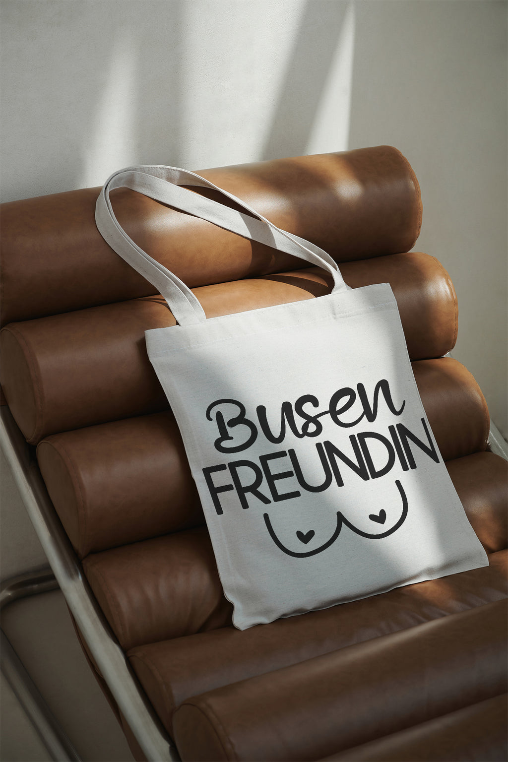 Busenfreundin Baumwollbeutel Shopper Tasche Stoffbeutel Jutebeutel Geschenk beste Freundin lustig nachhaltig Einkaufstasche beige