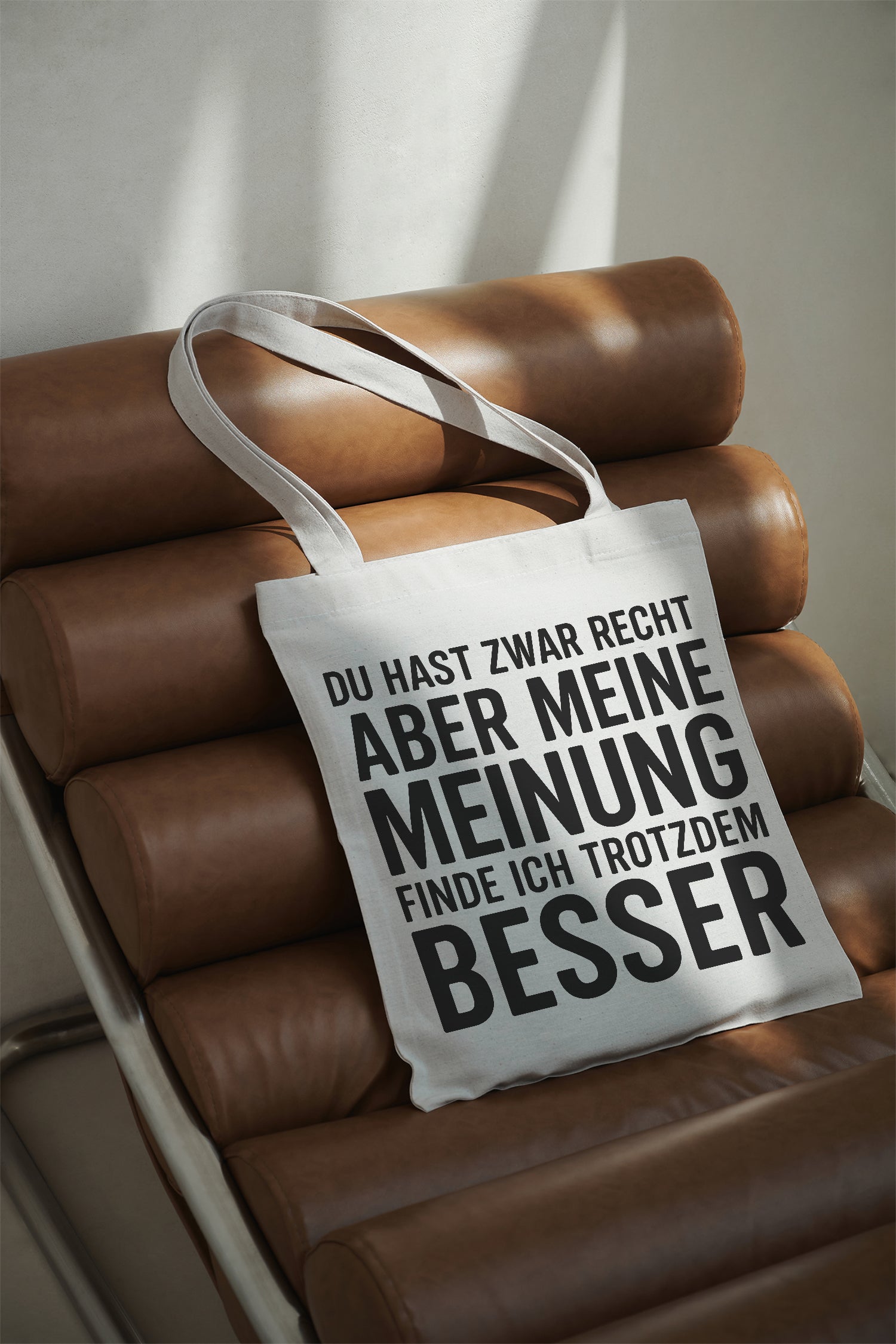 DU HAST ZWAR RECHT ABER MEINE MEINUNG FINDE ICH TROTZDEM BESSER Baumwollbeutel beige Stoffbeutel Geschenk Freundin Kollegin Jutebeutel lustig nachhaltig