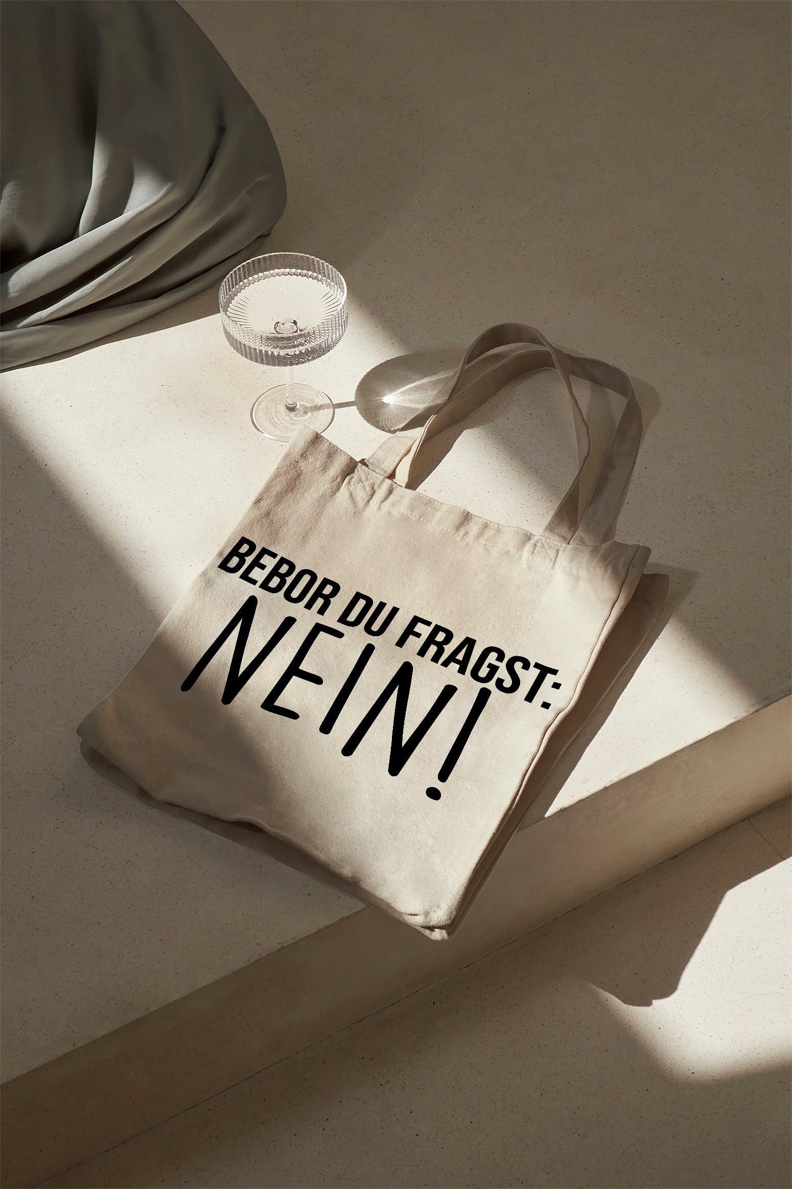 Bevor du fragst: NEIN! Baumwollbeutel beige Shopper Stofftasche Statement Tasche lustig nachhaltig Geschenk Freundin Alltag Schultertasche
