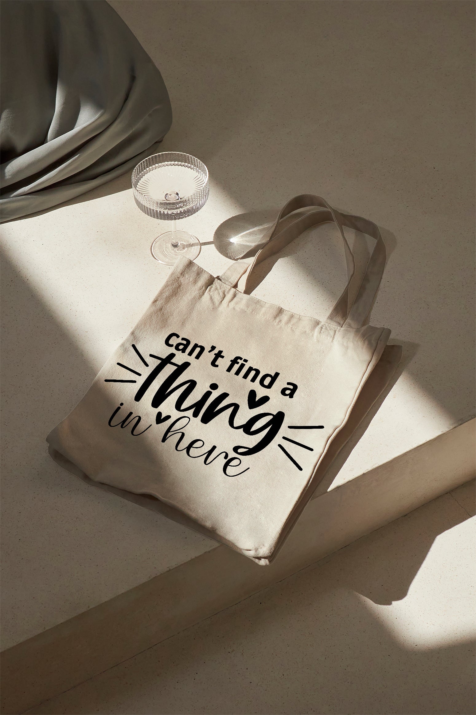 can't find a thing in here Cotton Bag Beige Fabric Bag Shoulder Bag Tote Bag Funny Gift Everyday Bag