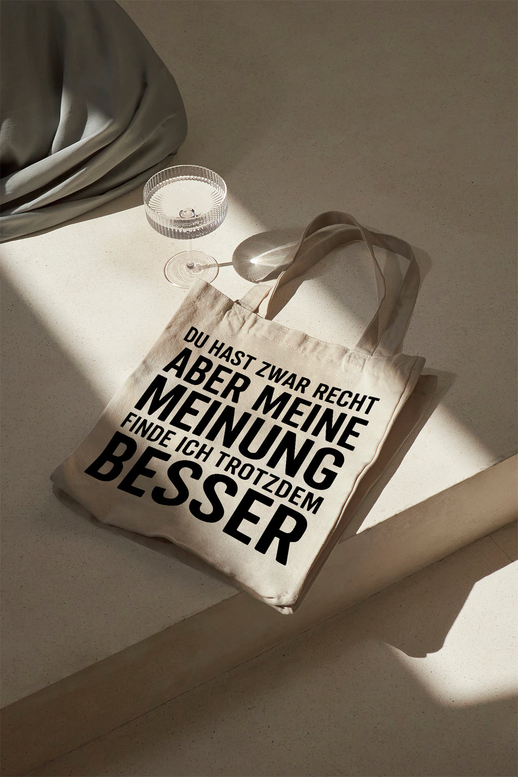 DU HAST ZWAR RECHT ABER MEINE MEINUNG FINDE ICH TROTZDEM BESSER Baumwollbeutel beige Stoffbeutel Geschenk Freundin Kollegin Jutebeutel lustig nachhaltig