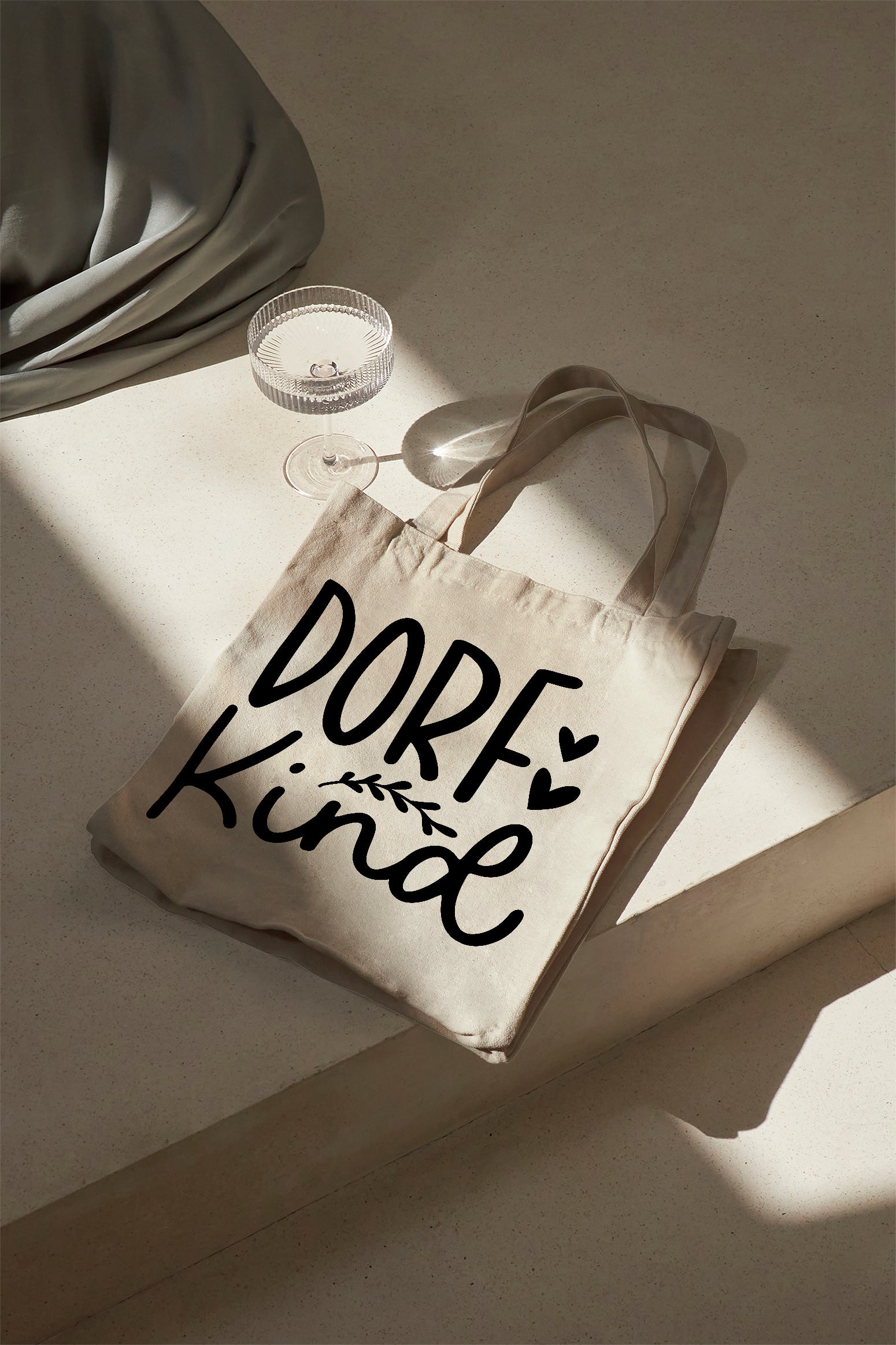 Dorf Kind Baumwollbeutel Stofftasche beige 38x42 cm mit langen Henkeln Einkaufstasche Geschenk für Dorfkinder Landleben Fans