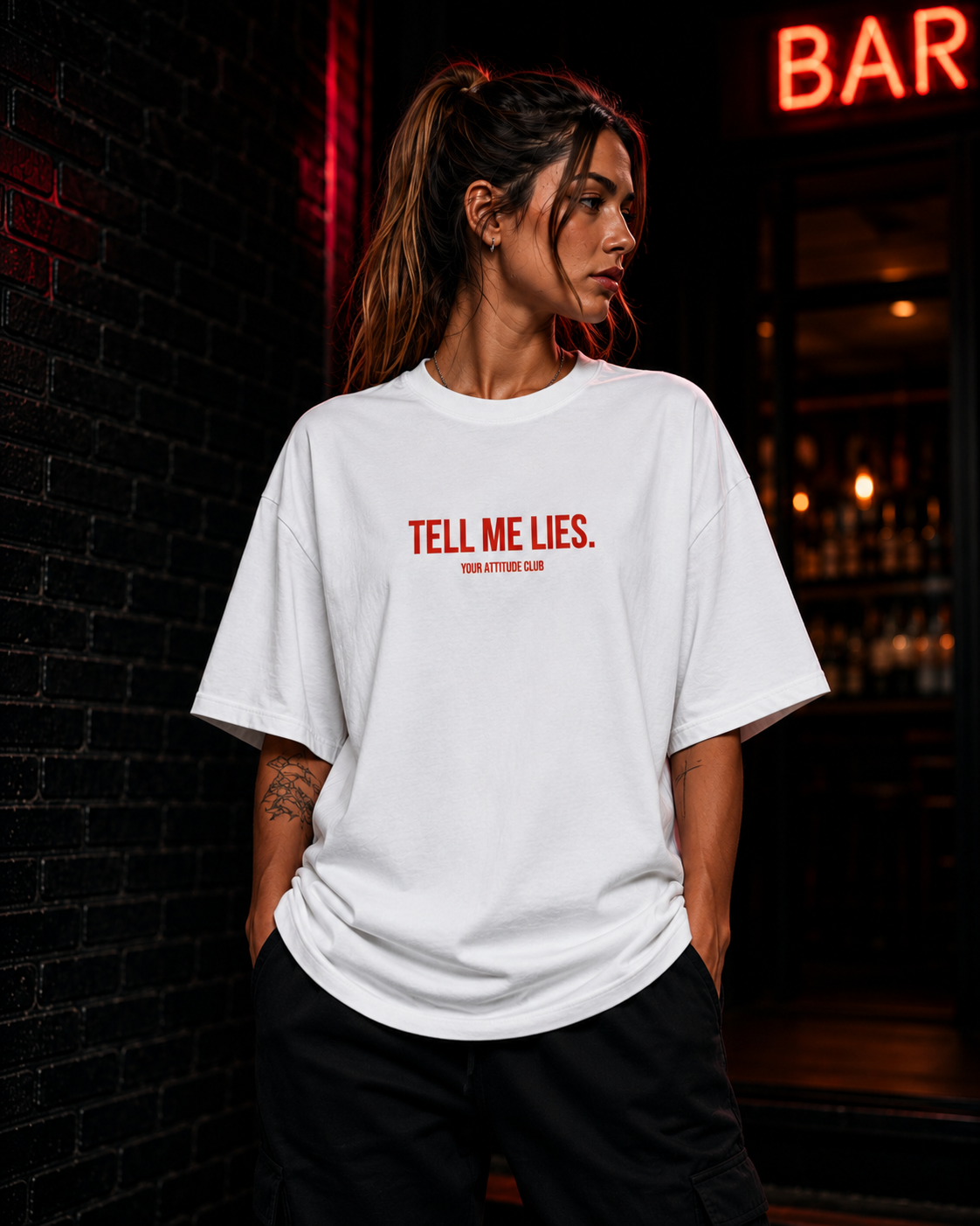 TELL ME LIES | Oversize Shirt Unisex mit Frontprint, Statement Shirt aus Bio-Baumwolle