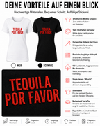 TEQUILA POR FAVOR – besticktes Damen Shirt, lustiges Statement T-Shirt, Geschenk für Freundin, Partyshirt, Bio-Baumwolle, Weiß oder Schwarz