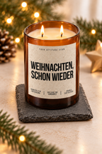 WEIHNACHTEN, SCHON WIEDER – Weihnachtskerze Naturgras Etikett | Weihnachtsgeschenk | Geschenk für Familie, Freunde & Kollegen | Geschenkidee Weihnachten