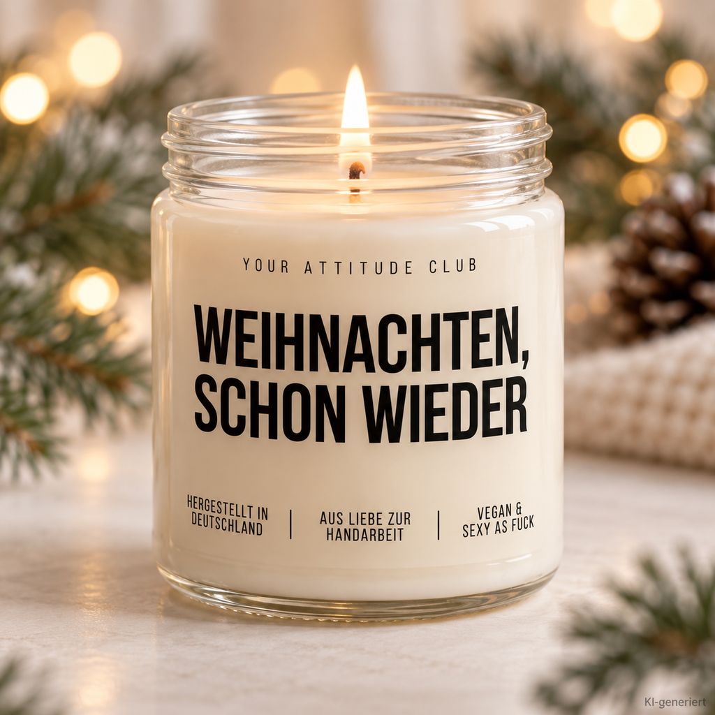 WEIHNACHTEN, SCHON WIEDER | Weihnachtskerze Duftkerze Weihnachten Geschenkidee Wichtelgeschenk Geschenk für Mama Kollegin Freundin