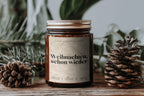 Weihnachten, schon wieder – Lustige Weihnachtskerze im Amberglas, Handmade Sojawachs Geschenk mit oder ohne Duft, nachhaltiges Naturgraspapier Etikett