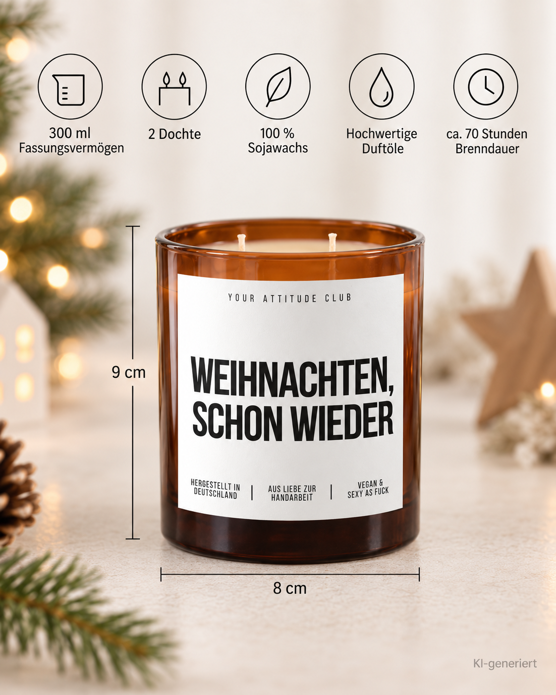 WEIHNACHTEN, SCHON WIEDER – Weihnachtskerze | Weihnachtsgeschenk | lustige Geschenkidee Weihnachten | Geschenk für Familie, Freunde & Kolleg:innen