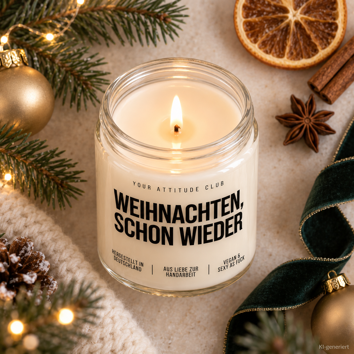 WEIHNACHTEN, SCHON WIEDER | Weihnachtskerze Duftkerze Weihnachten Geschenkidee Wichtelgeschenk Geschenk für Mama Kollegin Freundin