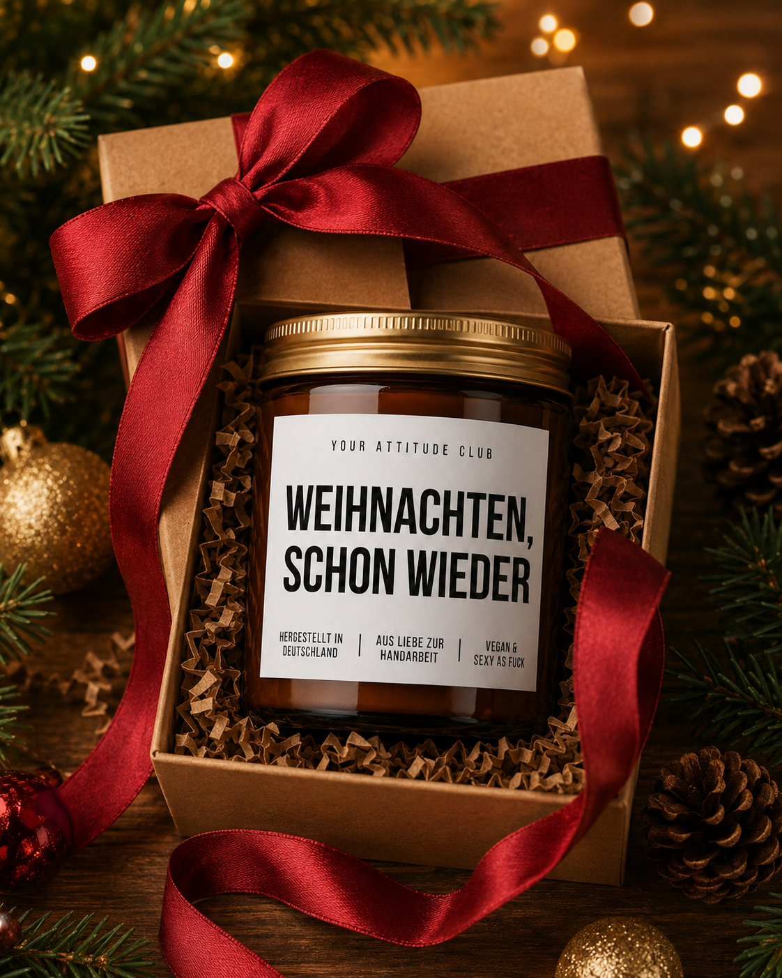WEIHNACHTEN, SCHON WIEDER Weihnachtskerze mit Spruch | lustige Duftkerze | freches Weihnachtsgeschenk | Wichtelgeschenk | Sojawachs Kerze handgemacht