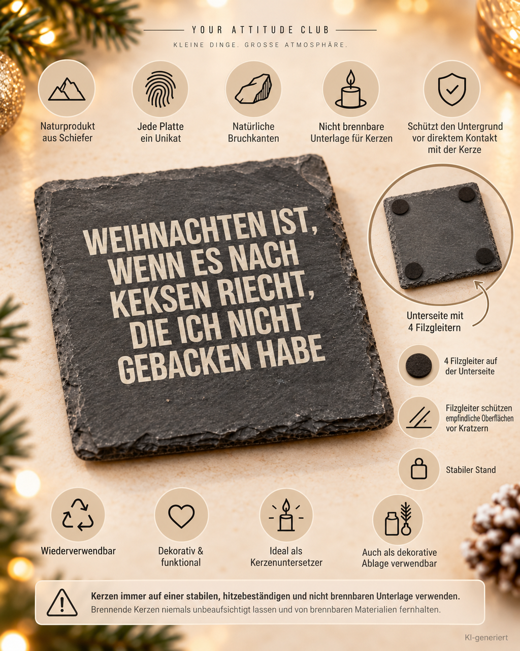 WEIHNACHTEN IST, WENN ES NACH KEKSEN RIECHT, DIE ICH NICHT GEBACKEN HABE – Weihnachtskerze | Weihnachtsgeschenk | Geschenk für Familie & Freunde