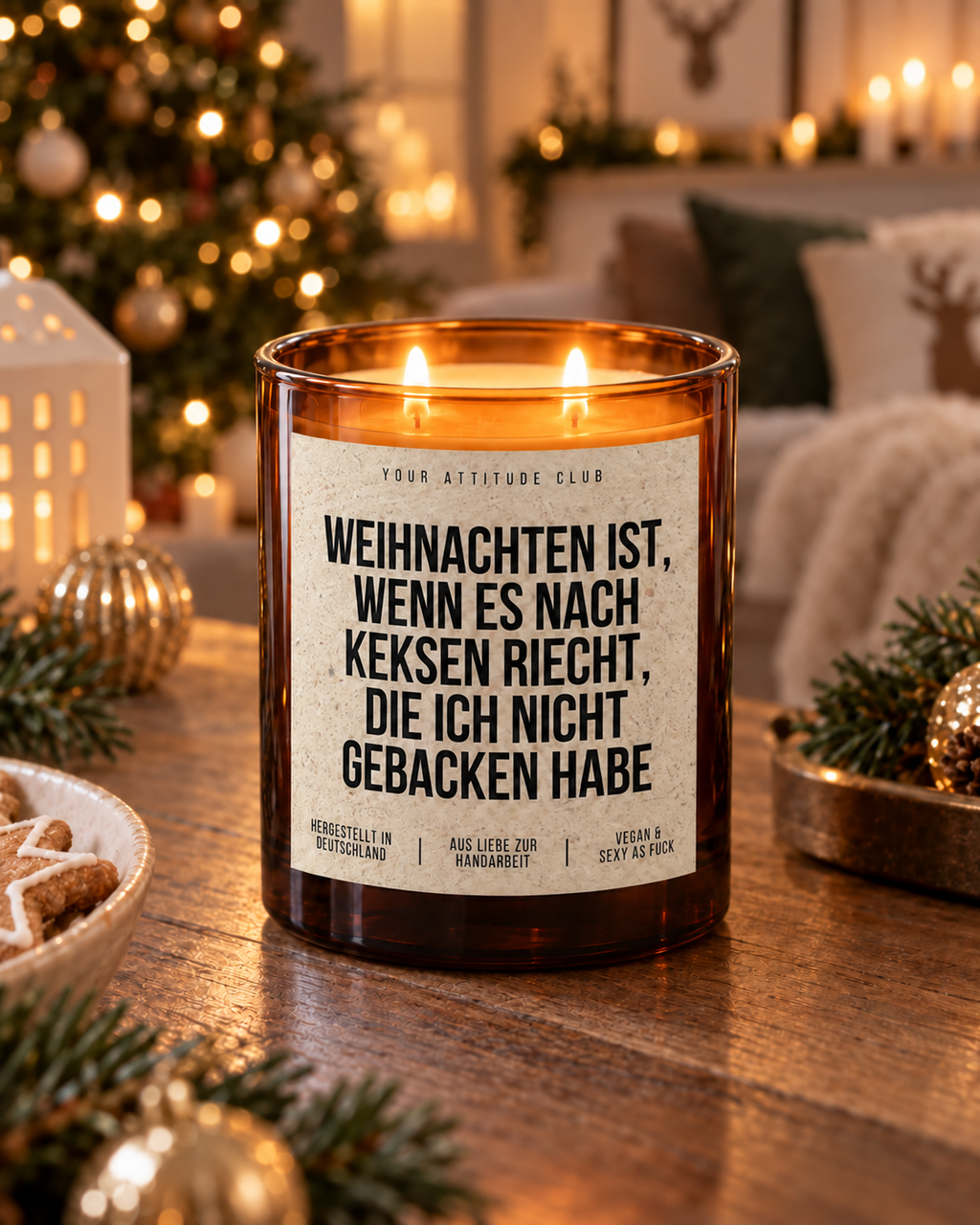 WEIHNACHTEN IST, WENN ES NACH KEKSEN RIECHT, DIE ICH NICHT GEBACKEN HABE – Weihnachtskerze | Weihnachtsgeschenk | Geschenk für Familie & Freunde