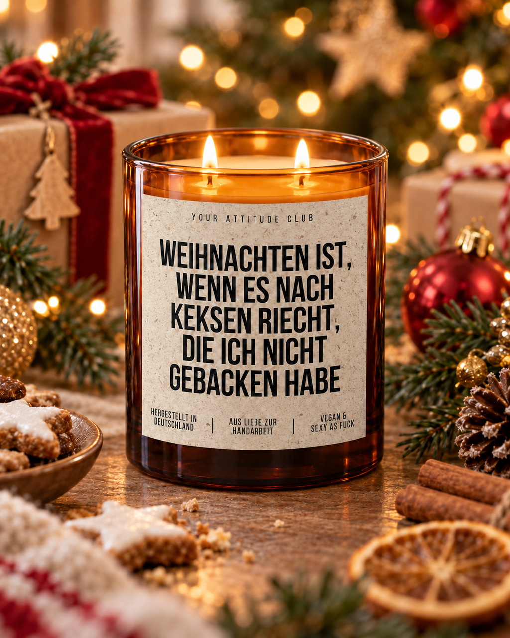 WEIHNACHTEN IST, WENN ES NACH KEKSEN RIECHT, DIE ICH NICHT GEBACKEN HABE – Weihnachtskerze | Weihnachtsgeschenk | Geschenk für Familie & Freunde
