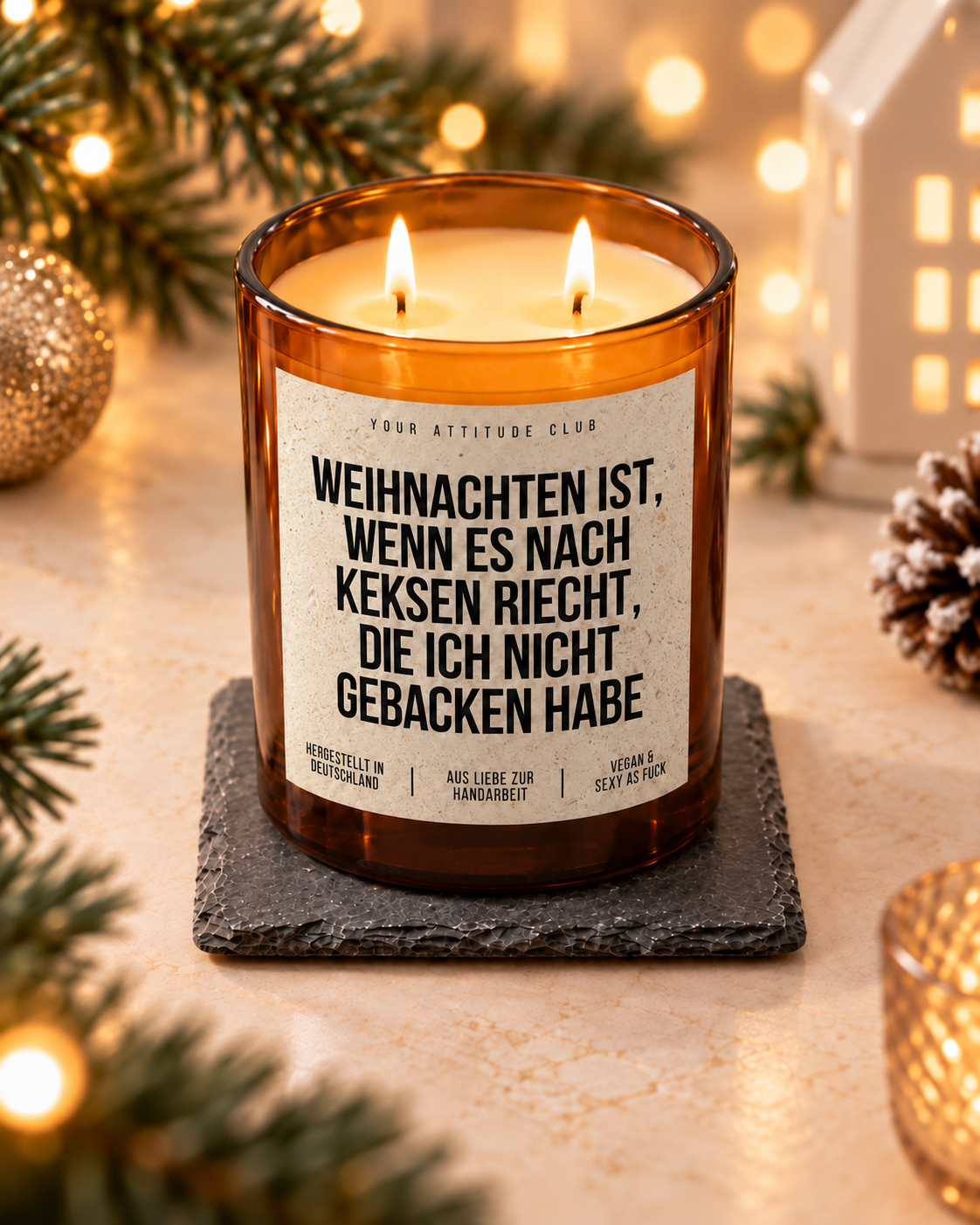 WEIHNACHTEN IST, WENN ES NACH KEKSEN RIECHT, DIE ICH NICHT GEBACKEN HABE – Weihnachtskerze | Weihnachtsgeschenk | Geschenk für Familie & Freunde