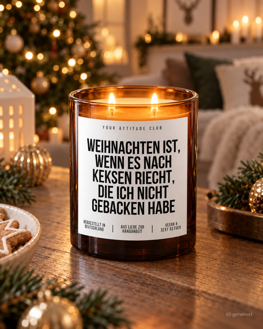 WEIHNACHTEN IST, WENN ES NACH KEKSEN RIECHT, DIE ICH NICHT GEBACKEN HABE – Weihnachtskerze | Weihnachtsgeschenk | Geschenk für Familie & Freunde