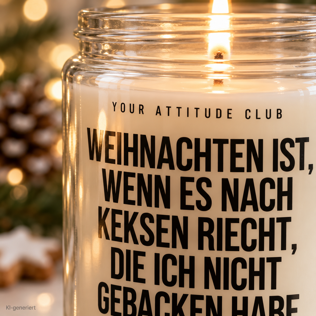 WEIHNACHTEN IST, WENN ES NACH KEKSEN RIECHT, DIE ICH NICHT GEBACKEN HABE | Weihnachtskerze Duftkerze Weihnachten Geschenkidee Wichtelgeschenk