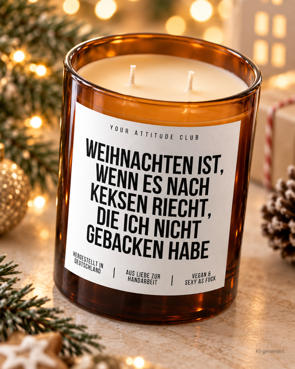 WEIHNACHTEN IST, WENN ES NACH KEKSEN RIECHT, DIE ICH NICHT GEBACKEN HABE – Weihnachtskerze | Weihnachtsgeschenk | Geschenk für Familie & Freunde