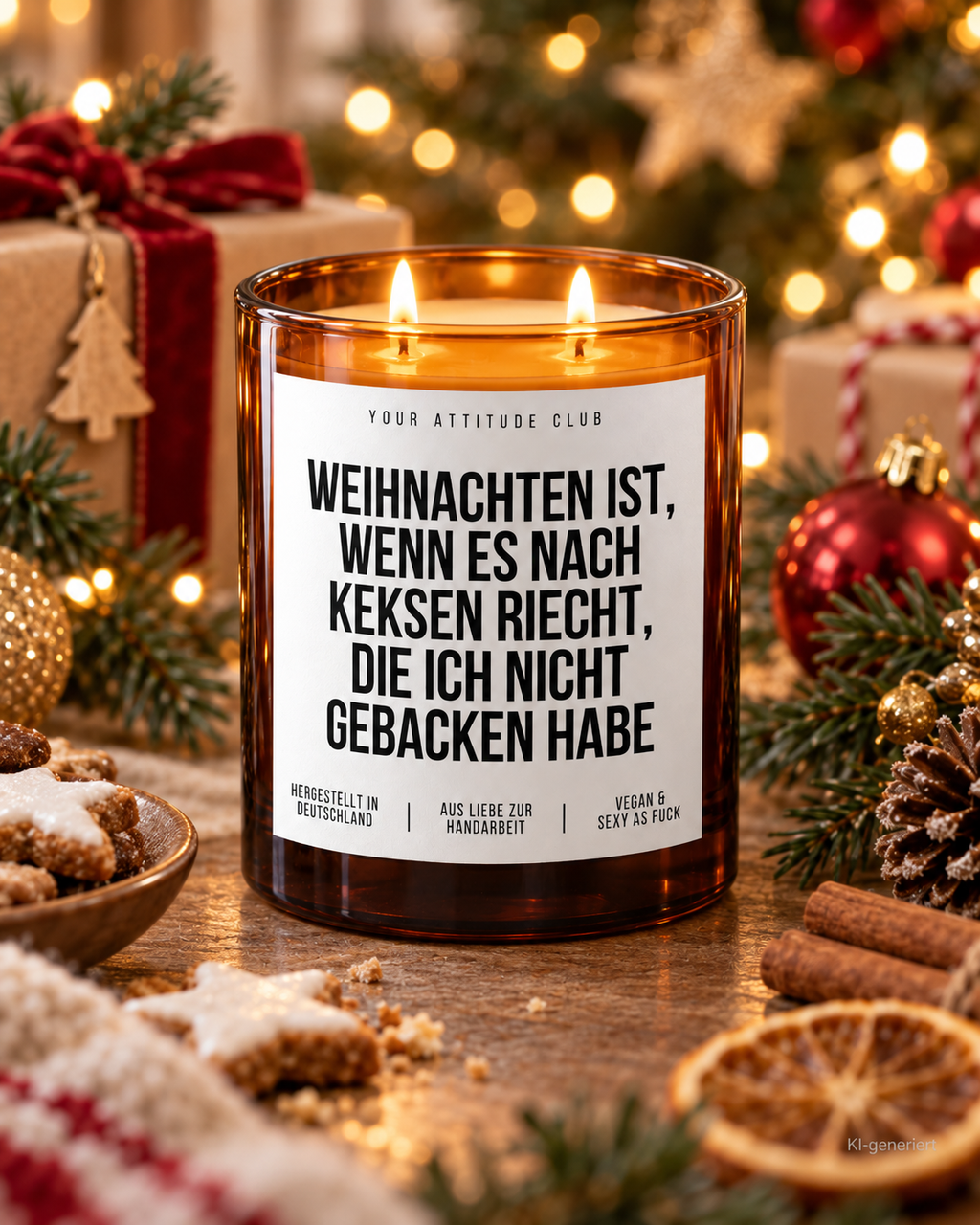 WEIHNACHTEN IST, WENN ES NACH KEKSEN RIECHT, DIE ICH NICHT GEBACKEN HABE – Weihnachtskerze | Weihnachtsgeschenk | Geschenk für Familie & Freunde