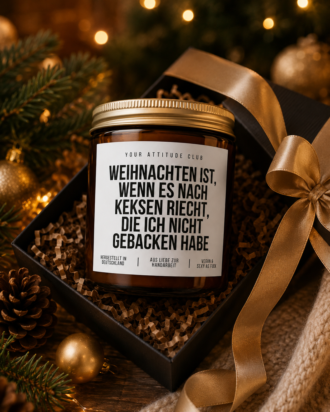 WEIHNACHTEN IST, WENN ES NACH KEKSEN RIECHT, DIE ICH NICHT GEBACKEN HABE Weihnachtskerze mit Spruch | lustige Duftkerze | Geschenk Weihnachten | Sojawachs Kerze