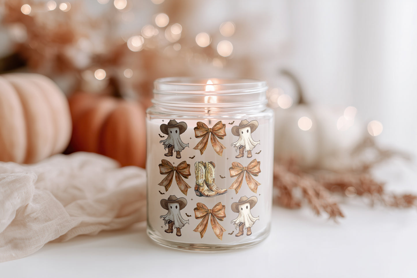Western Ghost Coquette Kerze Herbst Duftkerze Halloween Kerze vegane Sojawachs Kerze Deko Geschenkidee nachhaltig spooky vibes