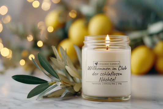 Willkommen im Club der schlaflosen Nächte! Kerze Geburt Geschenk Baby Geschenkidee Eltern Lustige Spruchkerze Neugeborenes Babyshower Your Attitude Club