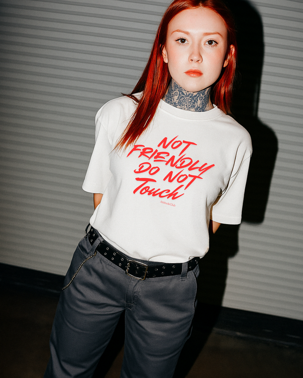NOT FRIENDLY DO NOT TOUCH – Oversize Unisex Shirt Bio Baumwolle | Statement T Shirt Damen Herren | Premium Oversize