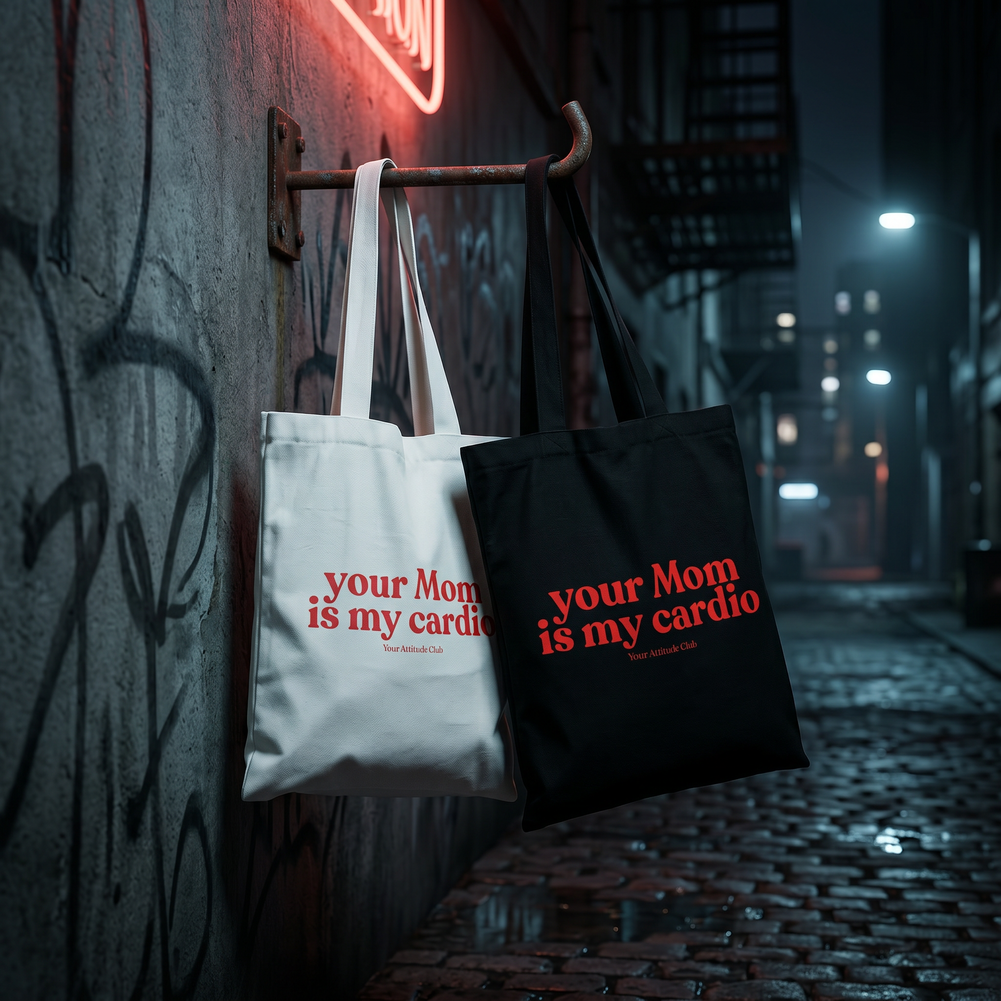 Your Mom is my cardio Beutel – freche Statement Tragetasche Baumwolle, lustiger Stoffbeutel, Tote Bag Damen Herren, provokanter Shopper