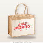Absolut unbeeindruckt. – Jutetasche mit Spruch, große Jutetasche, Produktansicht