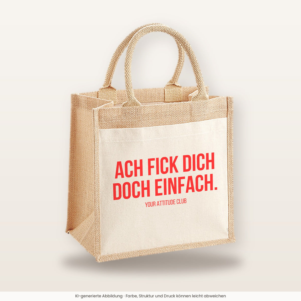 Ach fick dich doch einfach. – Jutetasche mit Spruch, mittlere Jutetasche 30 × 30 cm