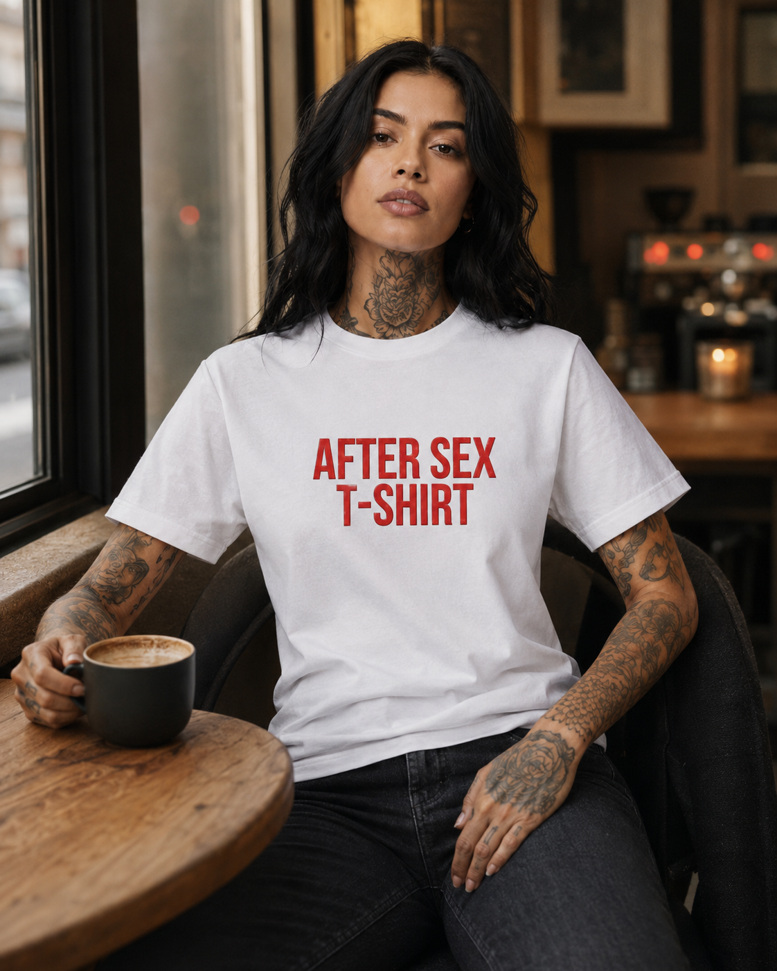 AFTER SEX T-SHIRT – besticktes Damen Shirt aus Bio-Baumwolle, lustiges Statement Shirt, Geschenk für Freundin, Partnerin oder Junggesellinnenabschied