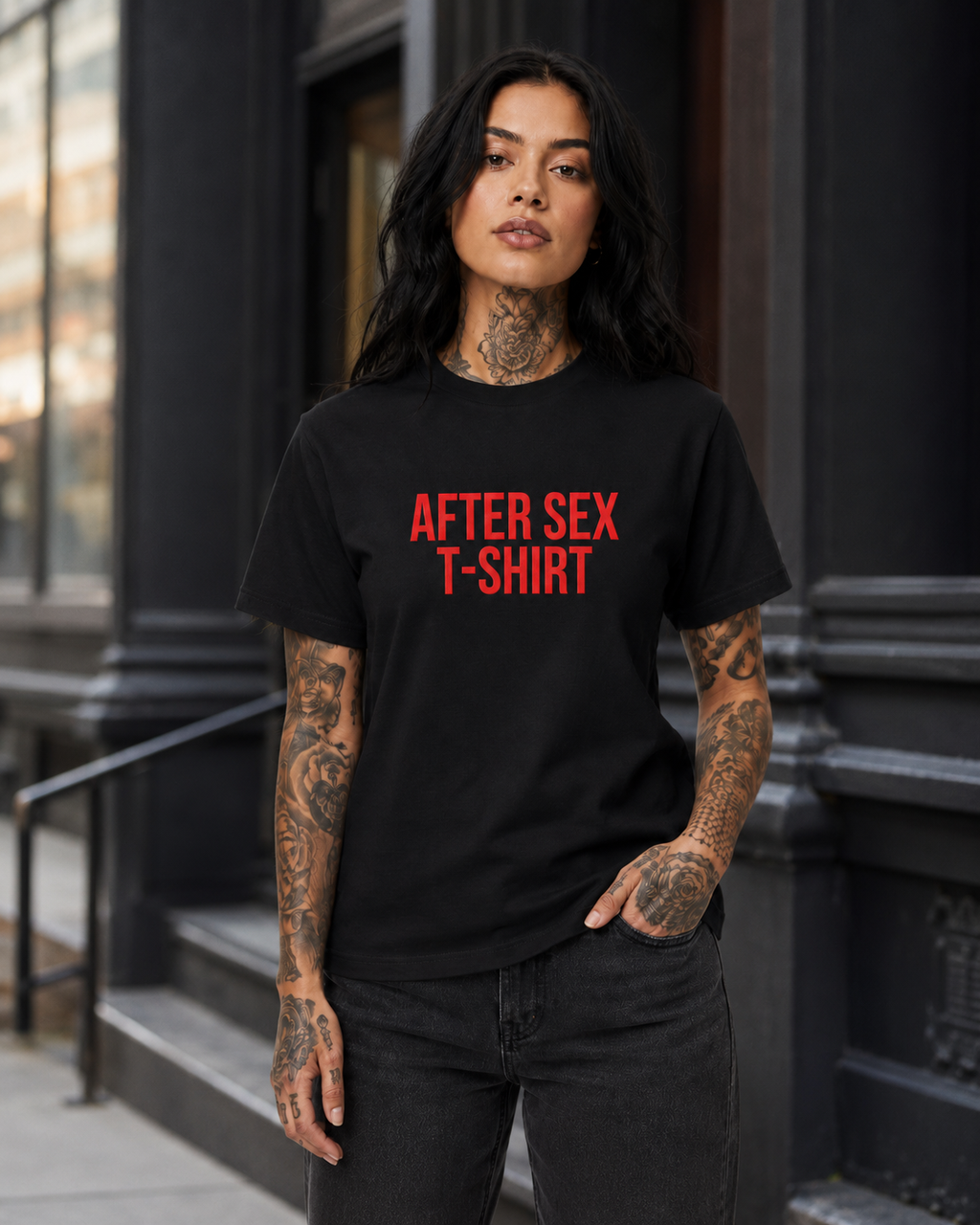 AFTER SEX T-SHIRT – besticktes Damen Shirt aus Bio-Baumwolle, lustiges Statement Shirt, Geschenk für Freundin, Partnerin oder Junggesellinnenabschied
