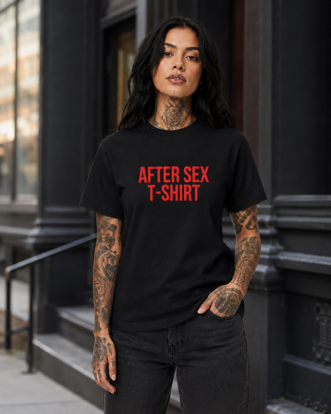 AFTER SEX T-SHIRT – besticktes Damen Shirt aus Bio-Baumwolle, lustiges Statement Shirt, Geschenk für Freundin, Partnerin oder Junggesellinnenabschied