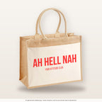 Ah hell nah – Jutetasche mit Spruch, große Jutetasche, Produktansicht