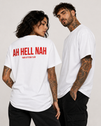 AH HELL NAH – Unisex Oversize T-Shirt mit Backprint, lustiges Statement Shirt, Streetwear Geschenk für Frauen und Männer