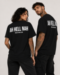 AH HELL NAH – Unisex Oversize T-Shirt mit Backprint, lustiges Statement Shirt, Streetwear Geschenk für Frauen und Männer
