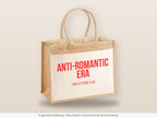Anti-Romantic Era – Jutetasche mit Spruch, große Jutetasche, Detailansicht
