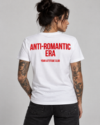 ANTI-ROMANTIC ERA – Unisex Statement T-Shirt Weiß mit rotem Backprint | freches Sprüche Shirt für Erwachsene