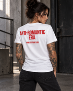 ANTI-ROMANTIC ERA – Unisex Statement T-Shirt Weiß mit rotem Backprint | freches Sprüche Shirt für Erwachsene