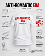 ANTI-ROMANTIC ERA – Unisex Statement T-Shirt Weiß mit rotem Backprint | freches Sprüche Shirt für Erwachsene