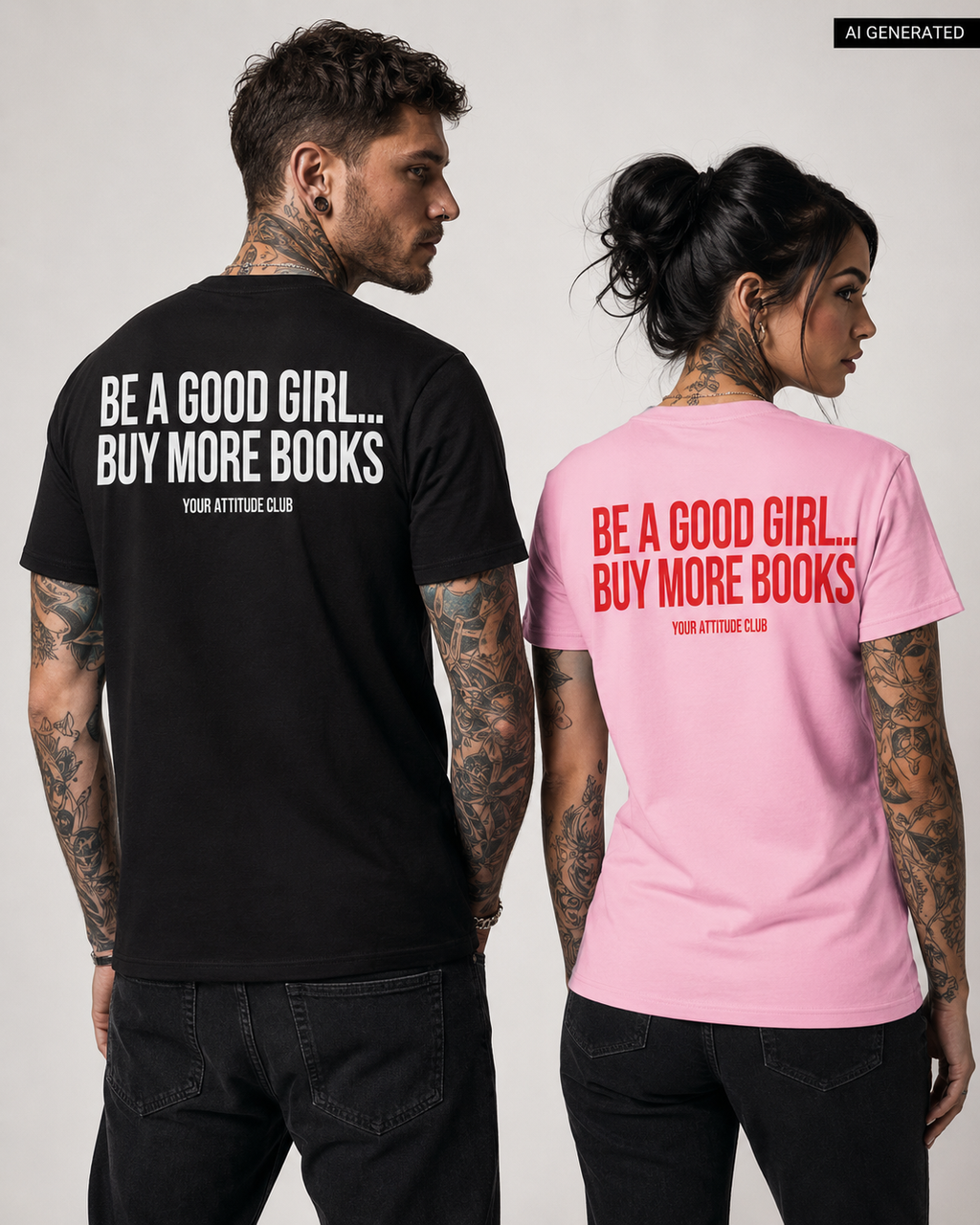 BE A GOOD GIRL... BUY MORE BOOKS – Schwarzes Unisex T-Shirt mit weißem Backprint | Book Lover Shirt | BookTok Shirt | Regular Fit