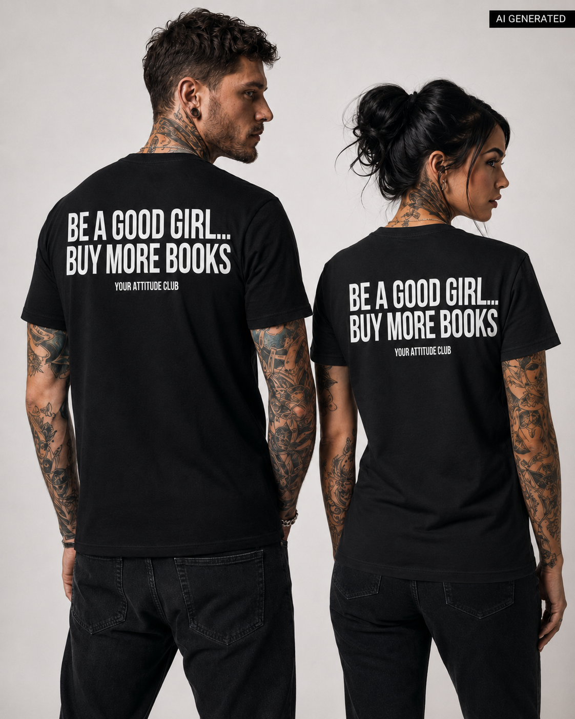BE A GOOD GIRL... BUY MORE BOOKS – Weißes Unisex T-Shirt mit rotem Backprint | Book Lover Shirt | BookTok Shirt | Regular Fit