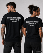 BECAUSE MY ASTROLOGY CHARD SAID SO – Rosa Unisex T-Shirt mit rotem Backprint | Astrology Zodiac Shirt | Funny Regular Fit Statement Shirt