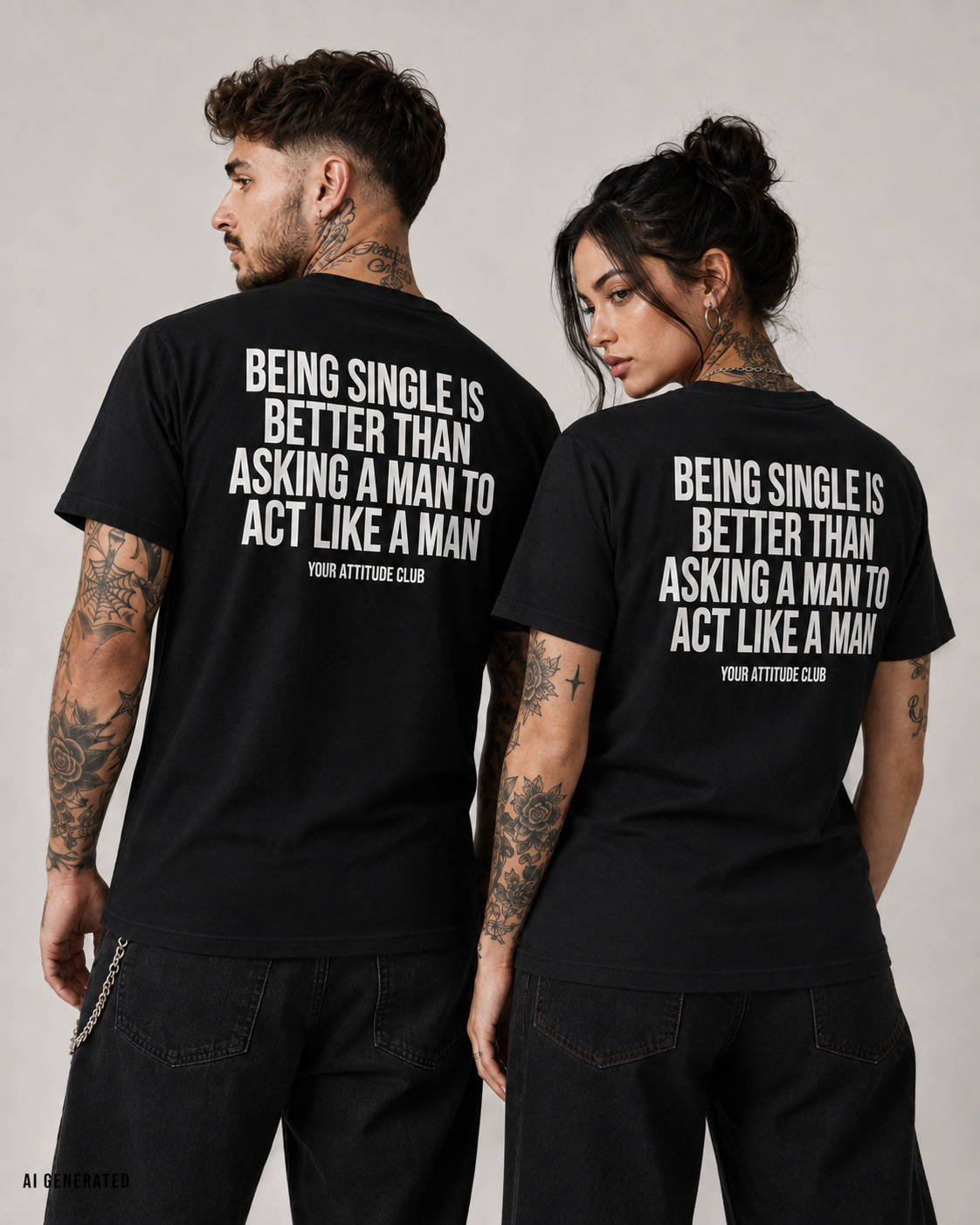 BEING SINGLE IS BETTER THAN ASKING A MAN TO ACT LIKE A MAN – Weißes Unisex T-Shirt mit rotem Backprint | Regular Fit Statement Shirt