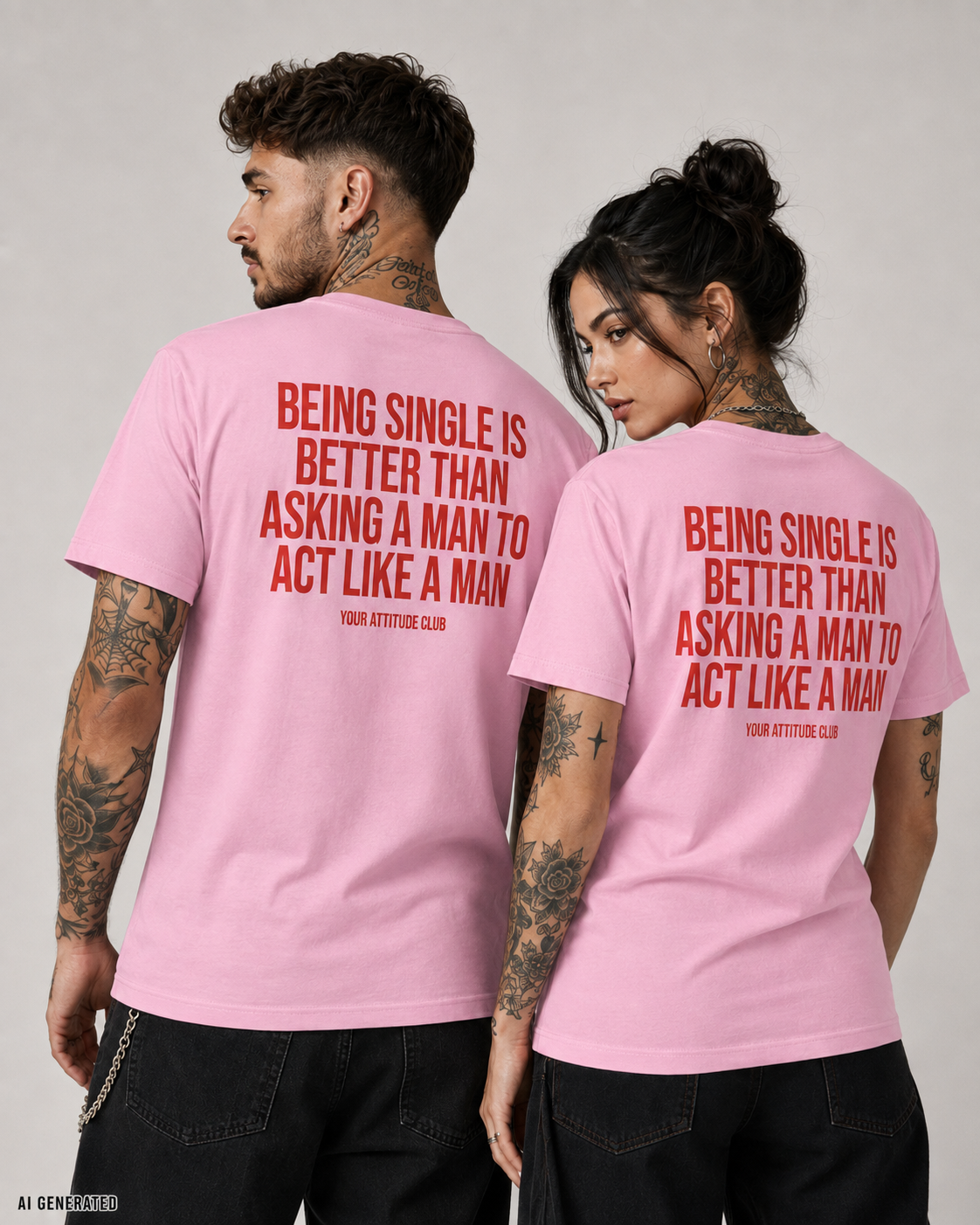 BEING SINGLE IS BETTER THAN ASKING A MAN TO ACT LIKE A MAN – Weißes Unisex T-Shirt mit rotem Backprint | Regular Fit Statement Shirt