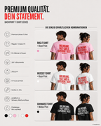 Weißes Unisex Regular Fit T-Shirt mit rotem BIG DREAMS, FAST CARS & EXPENSIVE TASTE Backprint. 100 % Baumwolle, 203 g/m², Größen S–5XL.