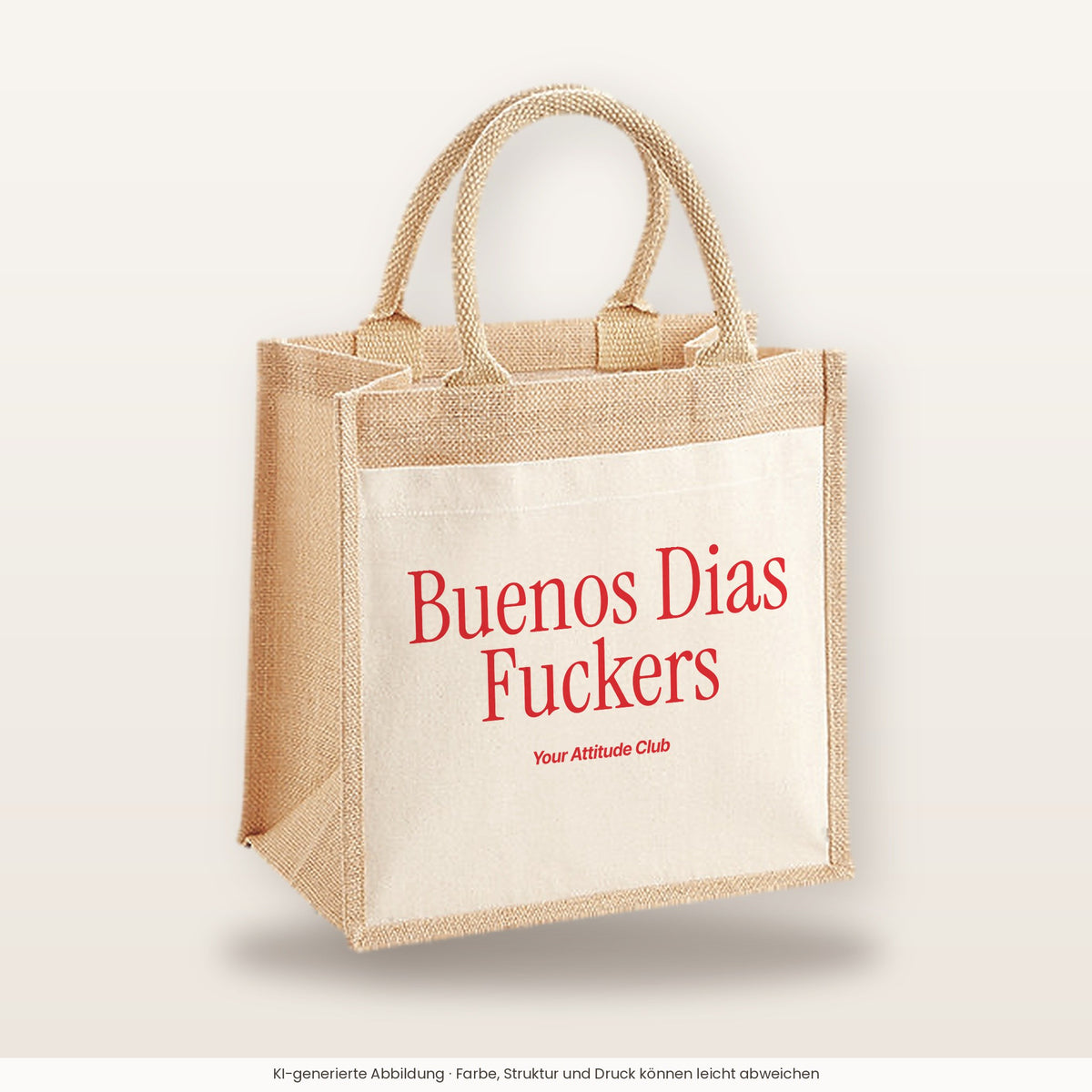 Buenos Dias Fuckers – Jutetasche mit Spruch, mittlere Jutetasche 30 × 30 cm