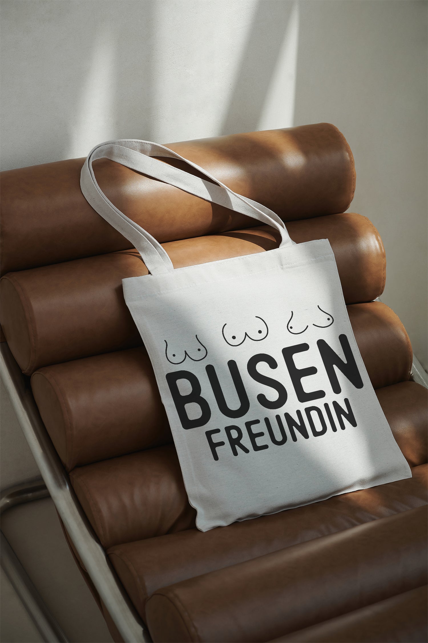 Busenfreundin Baumwollbeutel Stofftasche beige Jutebeutel Schultertasche Geschenk Freundin nachhaltig bedruckt Einkaufstasche